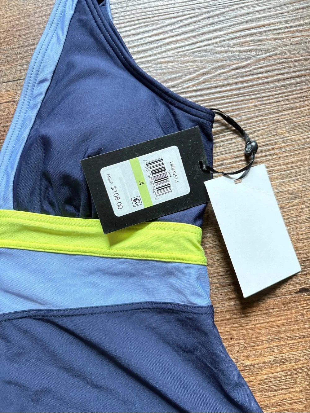 DKNY Colorblock swimsuit blue tri-color vacation summer beach resort sz 4 NWT - Picture 7 of 11